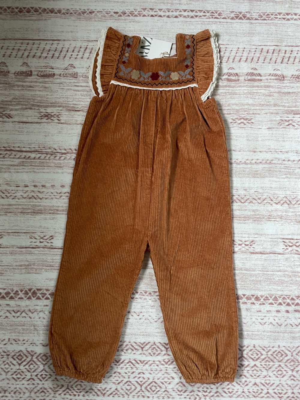Zara Girl Corduroy Floral Jumper
